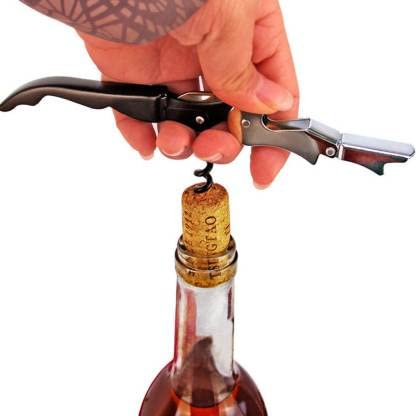 Professional Wine Opener Corkscrew with Double-Hinged Lever, Foil Cutter & Bottle Opener