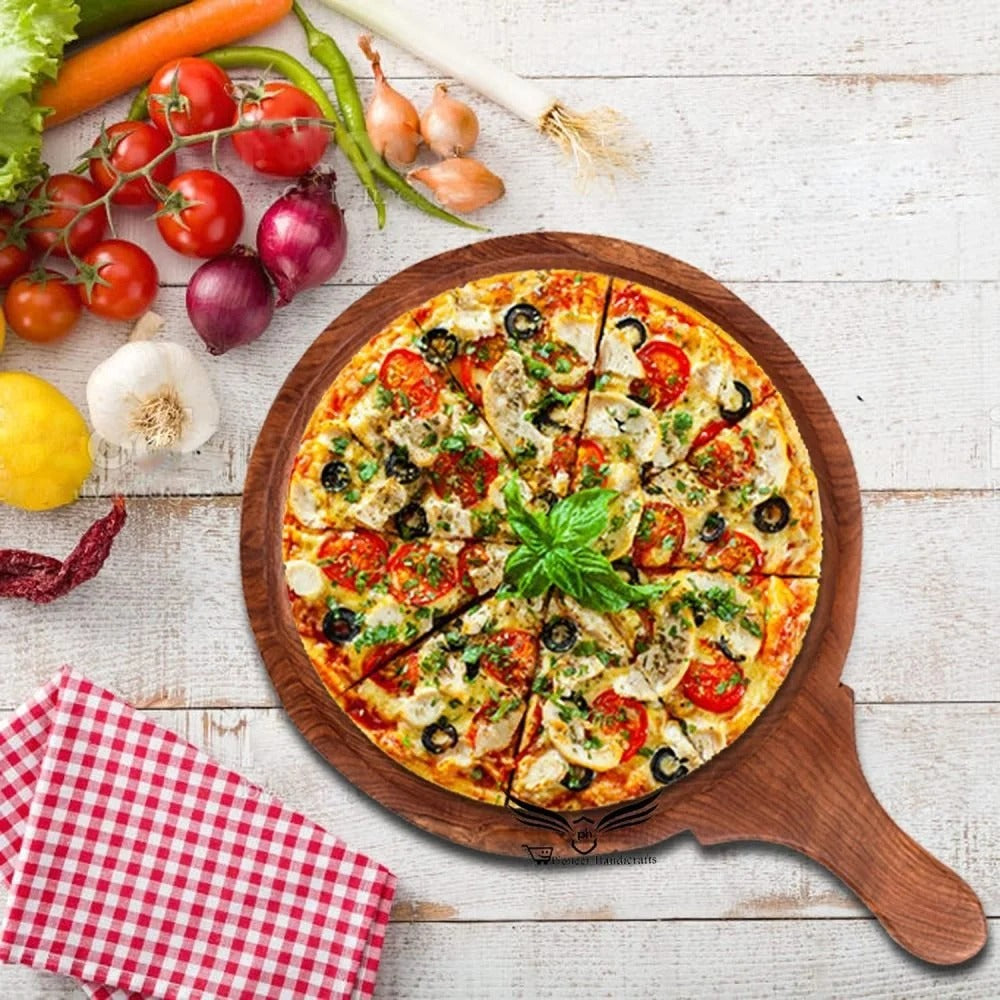 Wooden Pizza Plate with Handle
