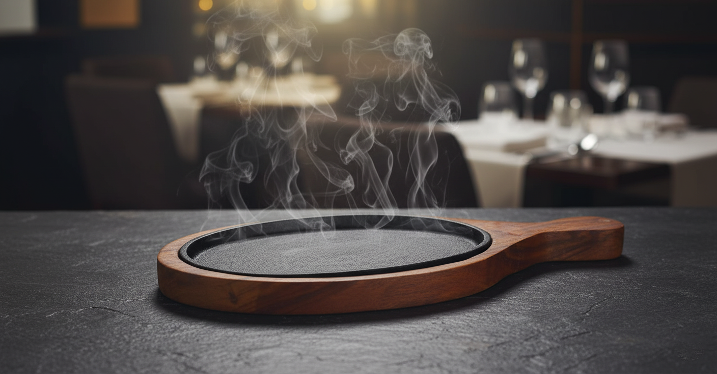 Wooden Bat Base Serving Platter Sizzler Plate