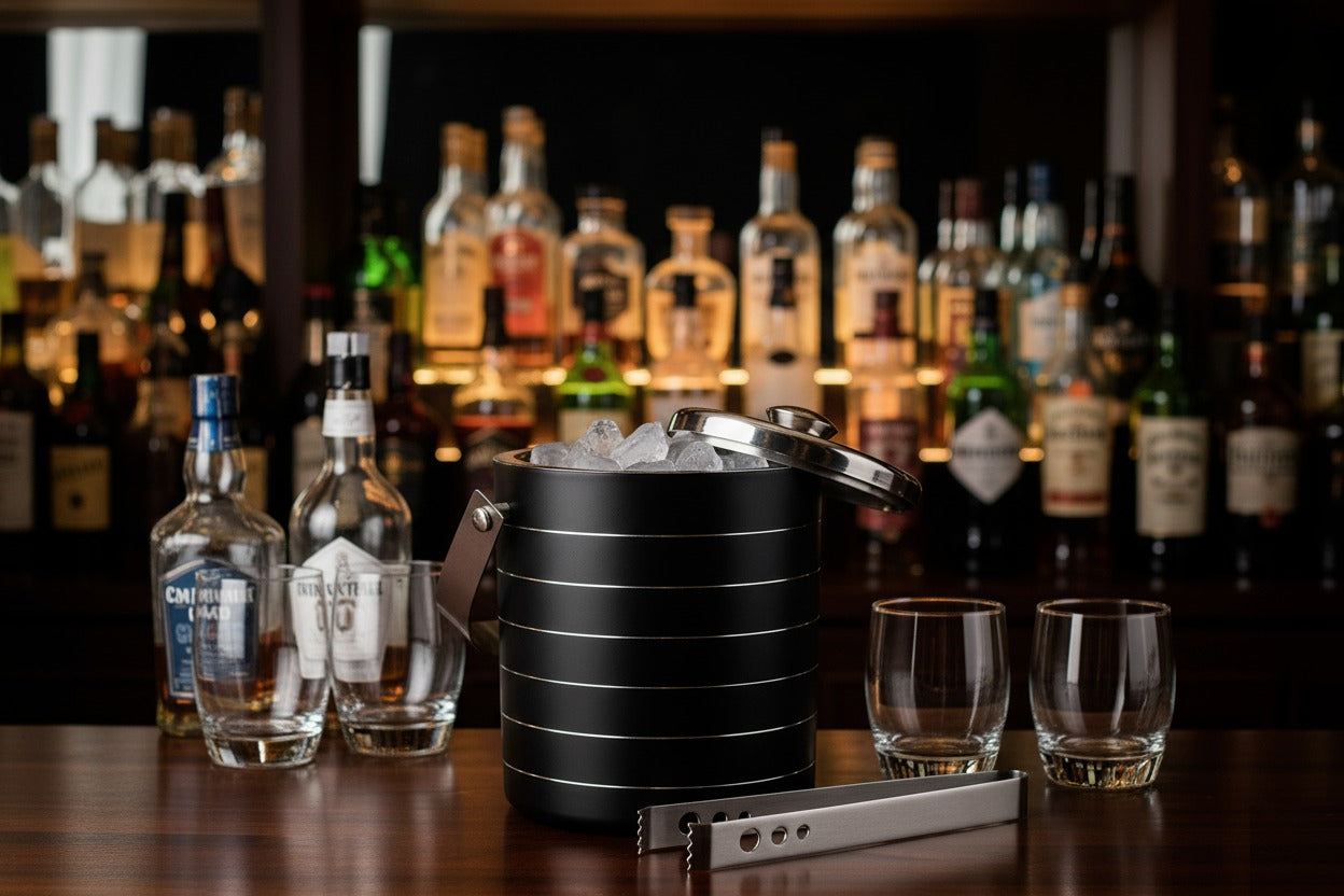 Premium Black Ice Bucket 1500ml with Tong