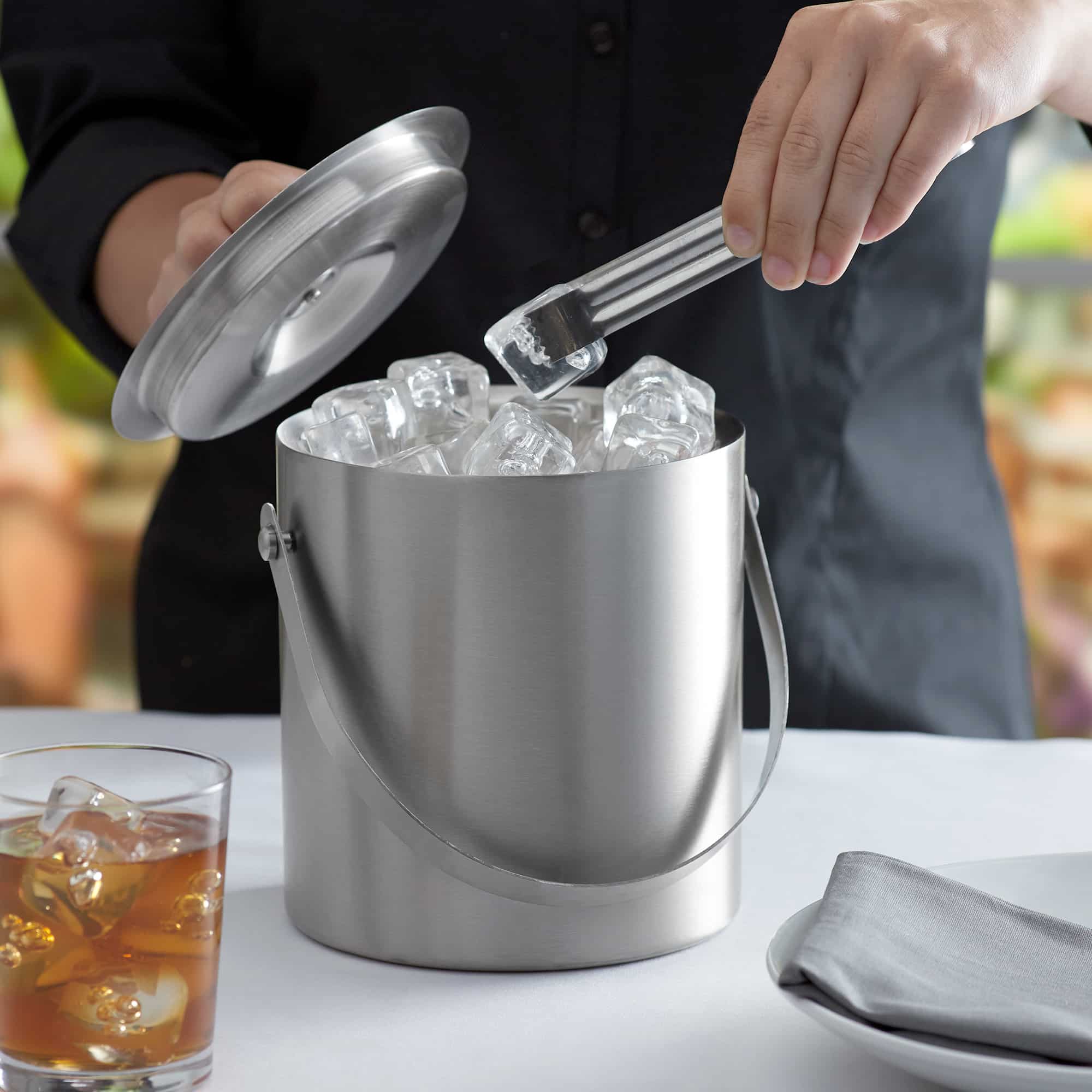 Stainless Steel Ice Bucket with Tong – 1500ml (1 piece)