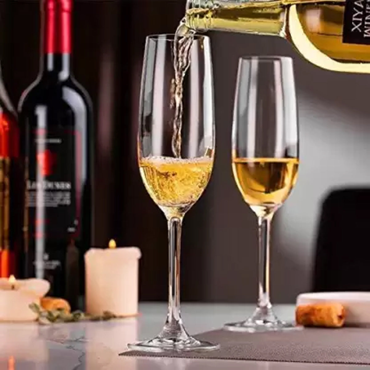 Elegant Champagne Flute Glasses set of 6 ,180ml