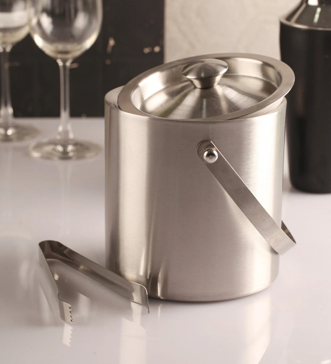 Stainless Steel Ice Bucket with Tong – 1500ml (1 piece)