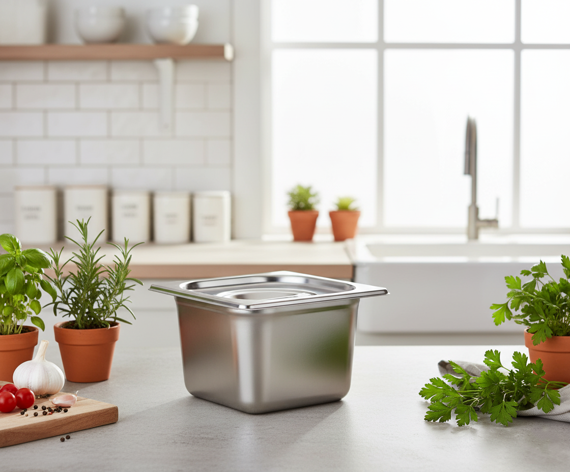 Gastronorm Pan (GN Pan) with Lid – 100mm Depth (1/6 Size)