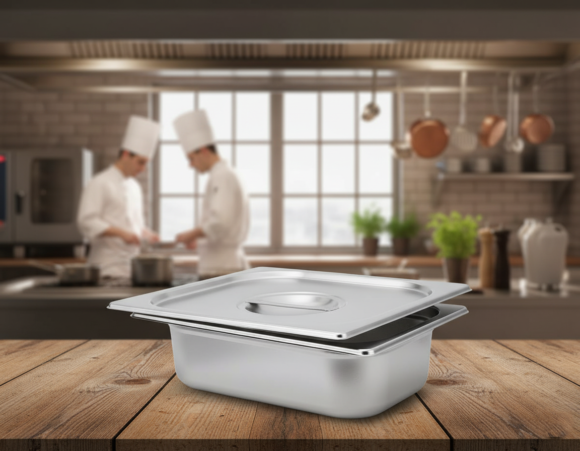 Gastronorm Pan (GN Pan) with Lid – 100mm Depth (1/2 Size)