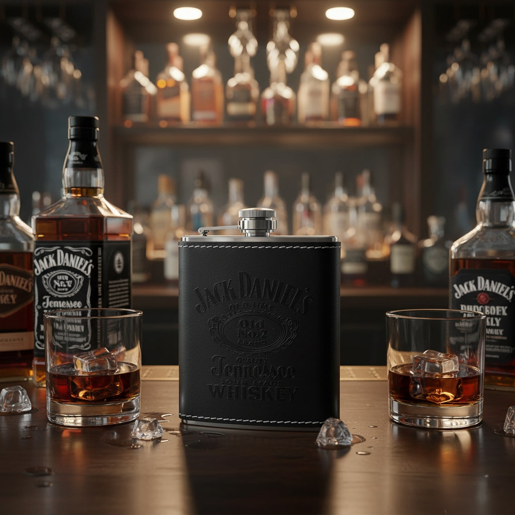 Premium Leather-Stitched Hip Flask – 8oz / 230ml (1piece)