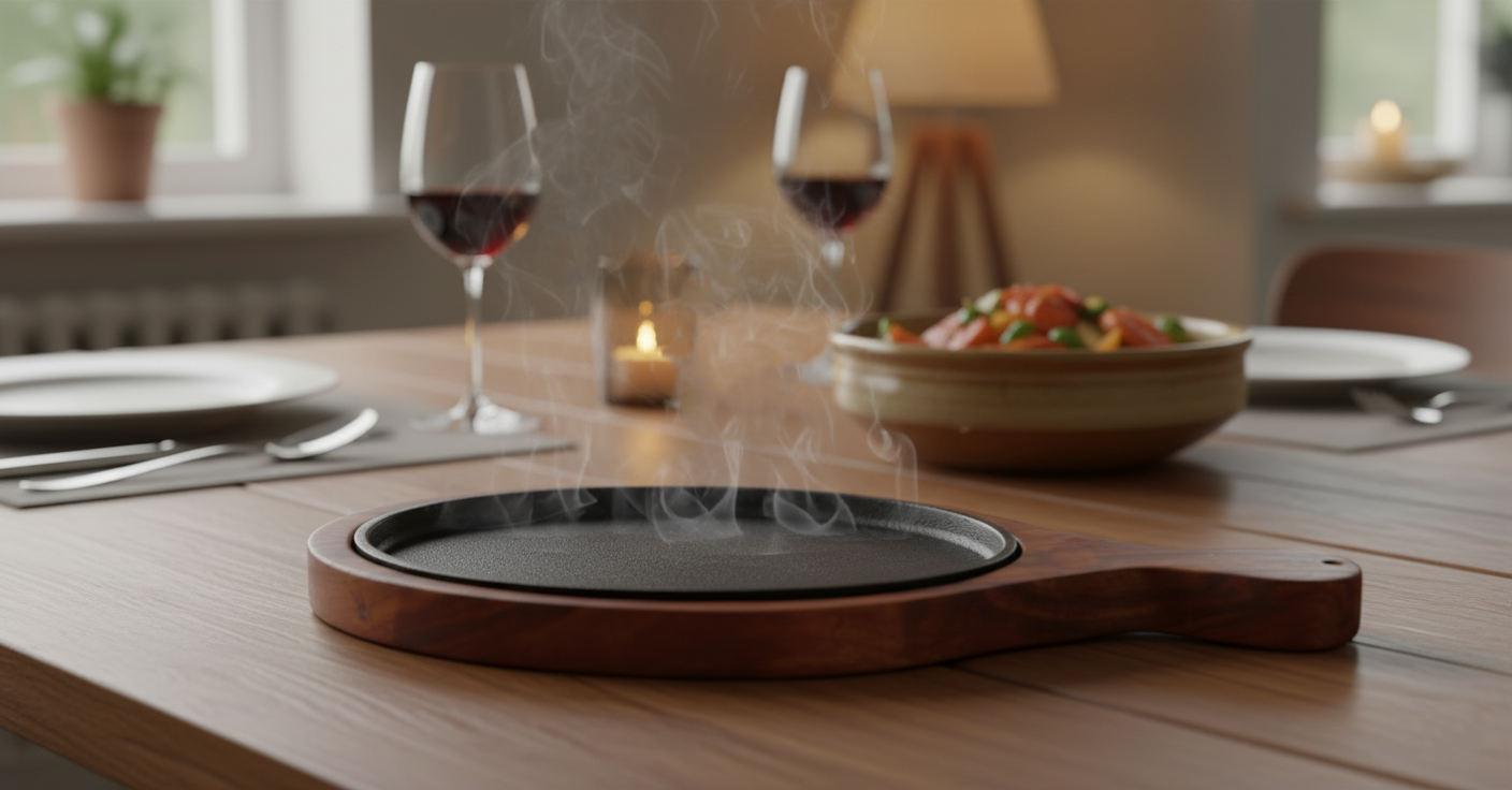 Wooden Bat Base Serving Platter Sizzler Plate